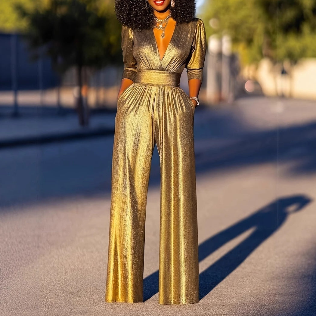 Damen Sexy V-Ausschnitt Overall mit hohem Stretchanteil