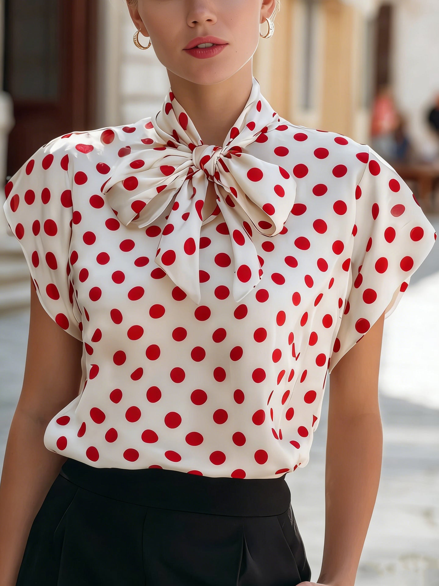 Neuartige Schleifenkragen Elegante Pendler-Allrounder-Bluse für Damen