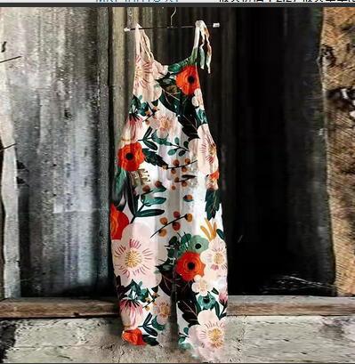 Damen-Jumpsuit mit weitem Bein und Vintage-Print