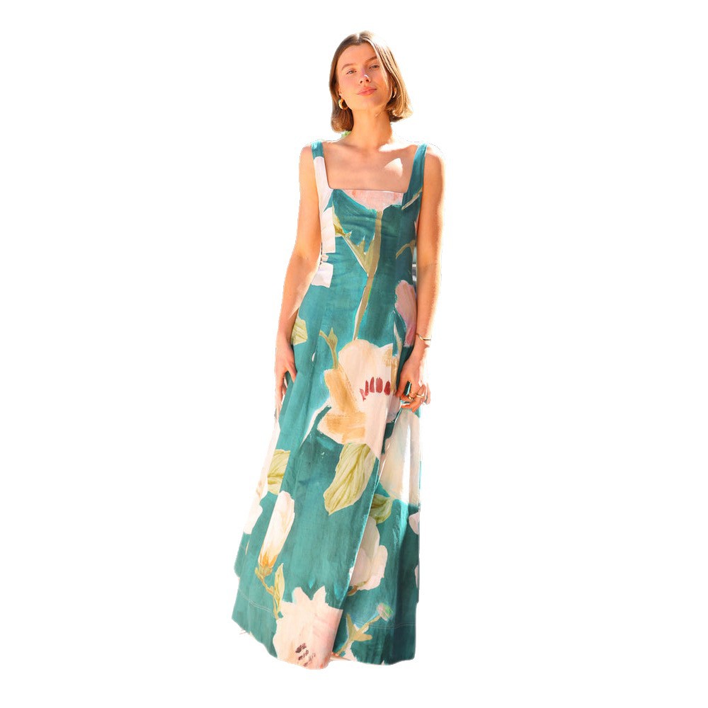 Bedrucktes Schlankheits-Maxikleid mit Trägern