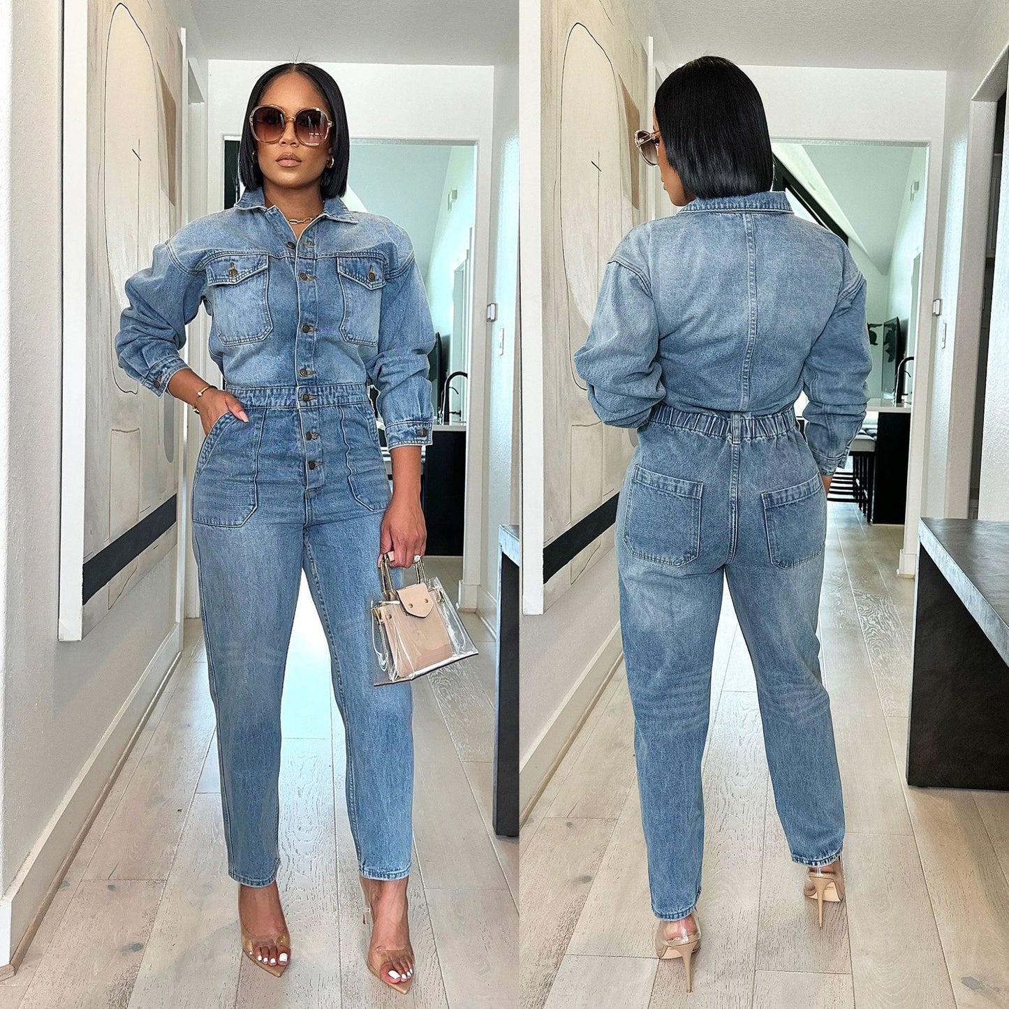Damen-Denim-Jumpsuits