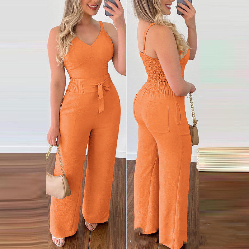 Ensemble décontracté débardeur et pantalon coupe droite pour femme