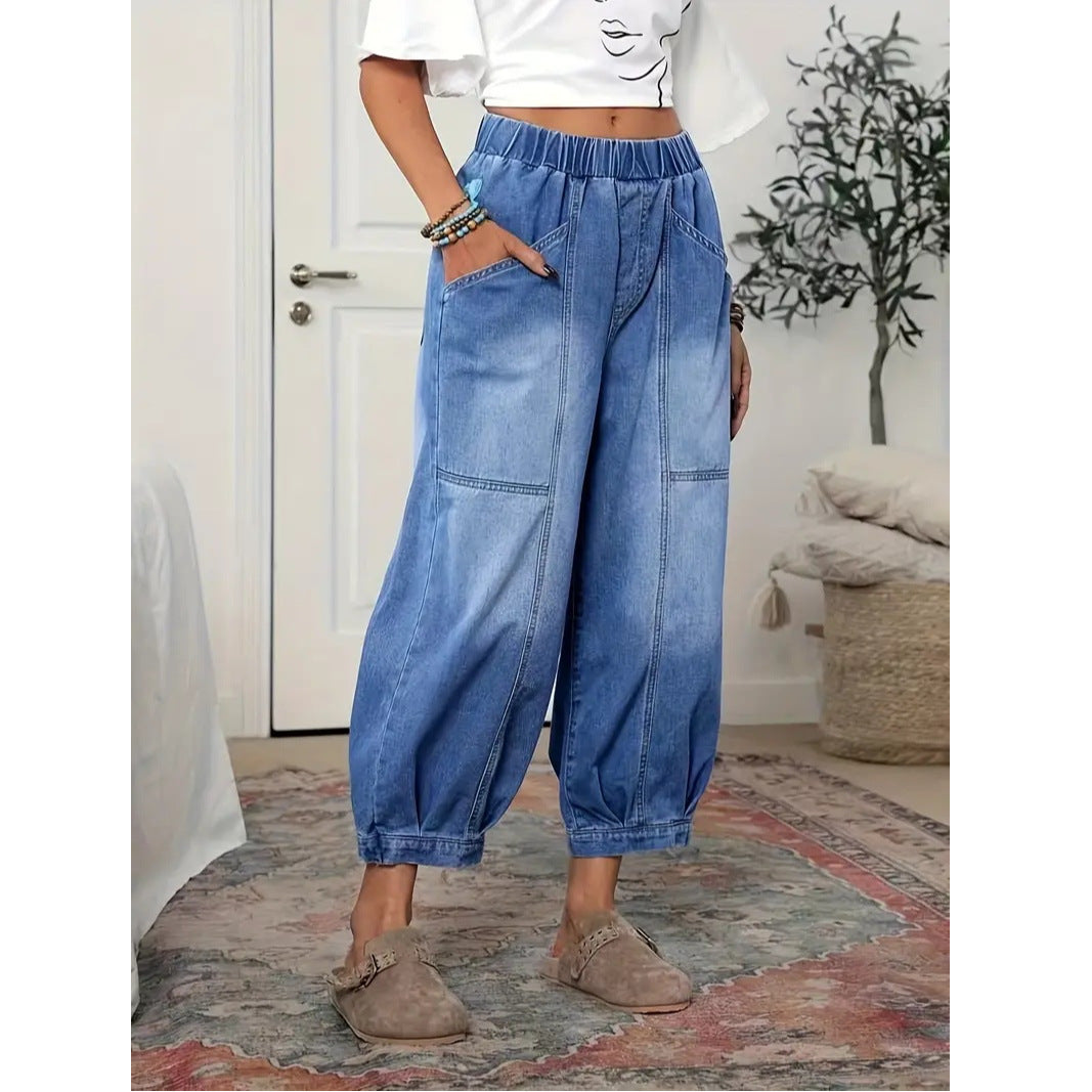 High-waist Capri-Jeans im Retro-Stil