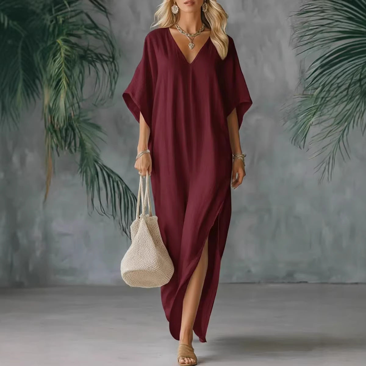 Robe d'été légère et confortable à col en V
