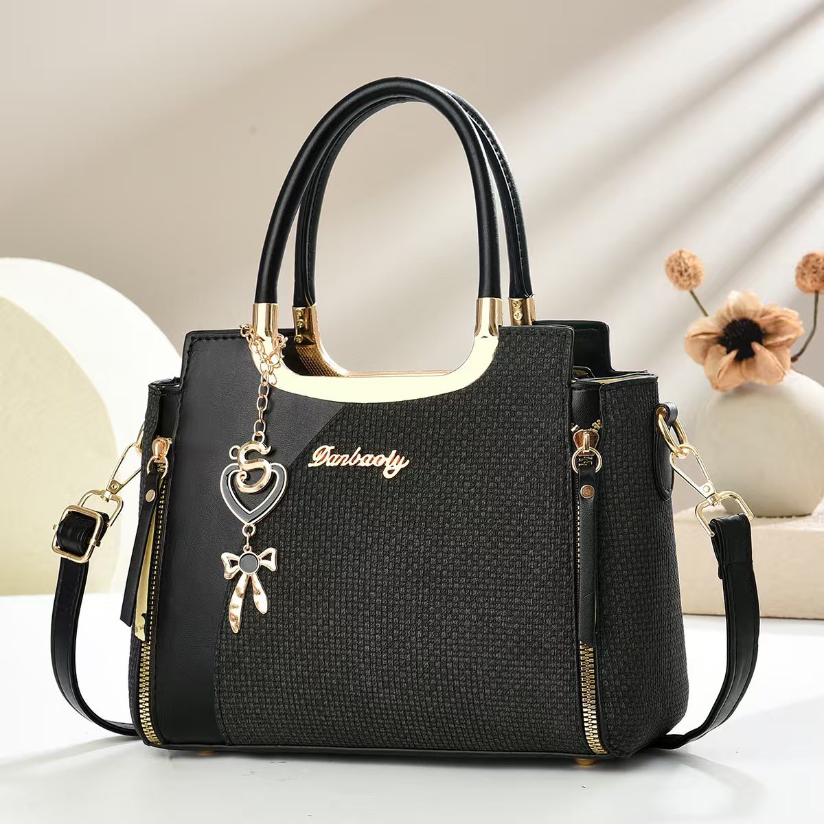 Umhängetasche, klein, quadratisch, schick, Handtasche, Schultertasche