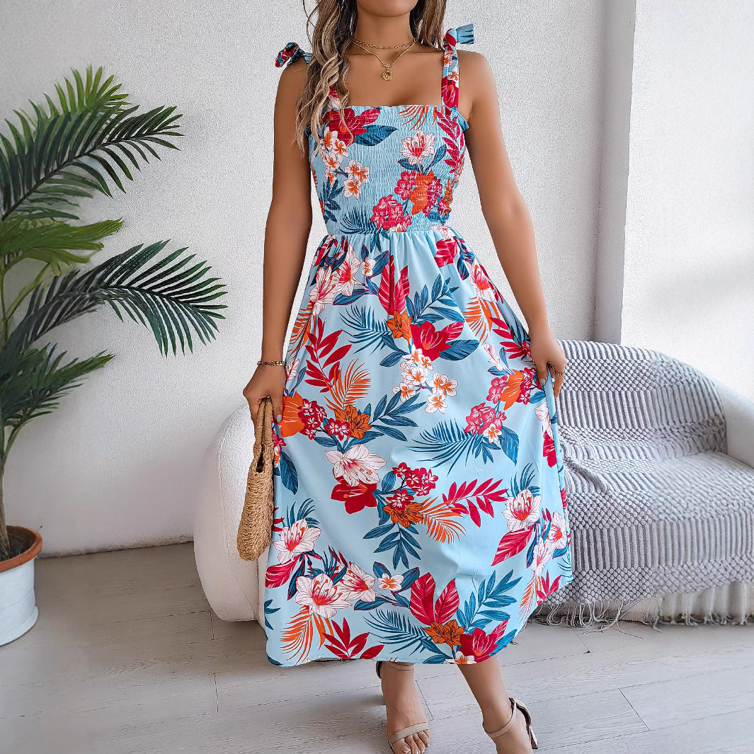Blumen Print Hosenträger Korsett Kleid Ins Fashion Urlaub Strand Lange Kleider Sommerkleidung Für Frauen