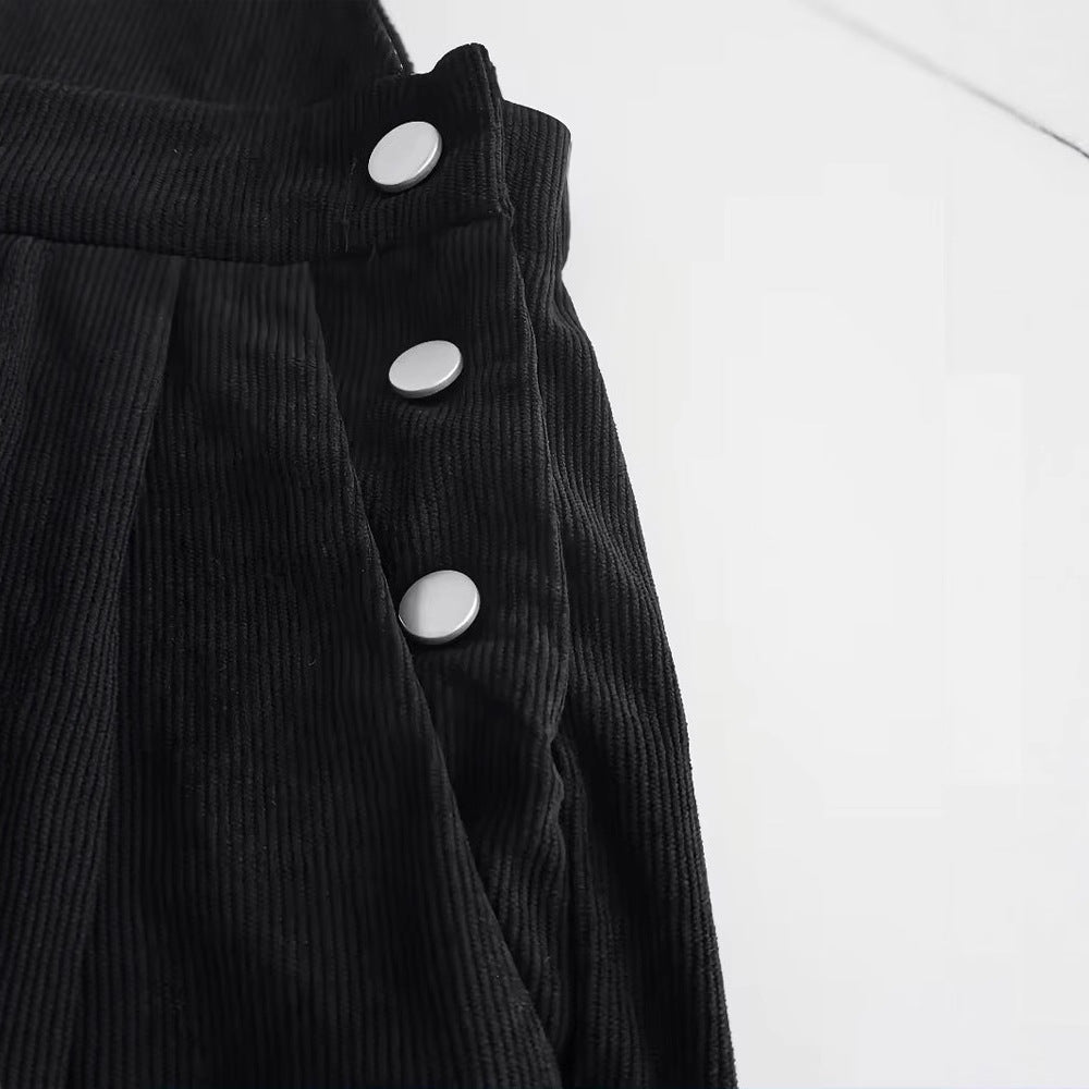 Sunflower Corduroy Suspender Pants European And American Style