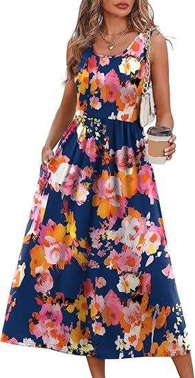 Robe longue décontractée sans manches pour femme