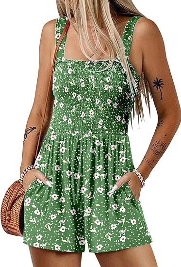 Blumendruck-Shorts-Jumpsuit Ärmelloser Strand-Body für den Sommer