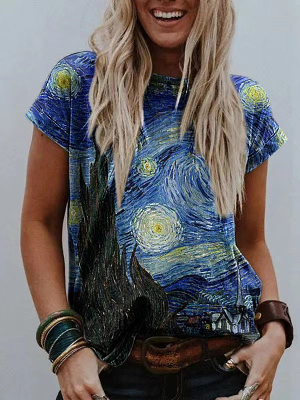 T-shirt ample et décontracté imprimé tendance pour femme