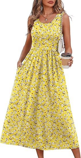 Robe longue décontractée sans manches pour femme