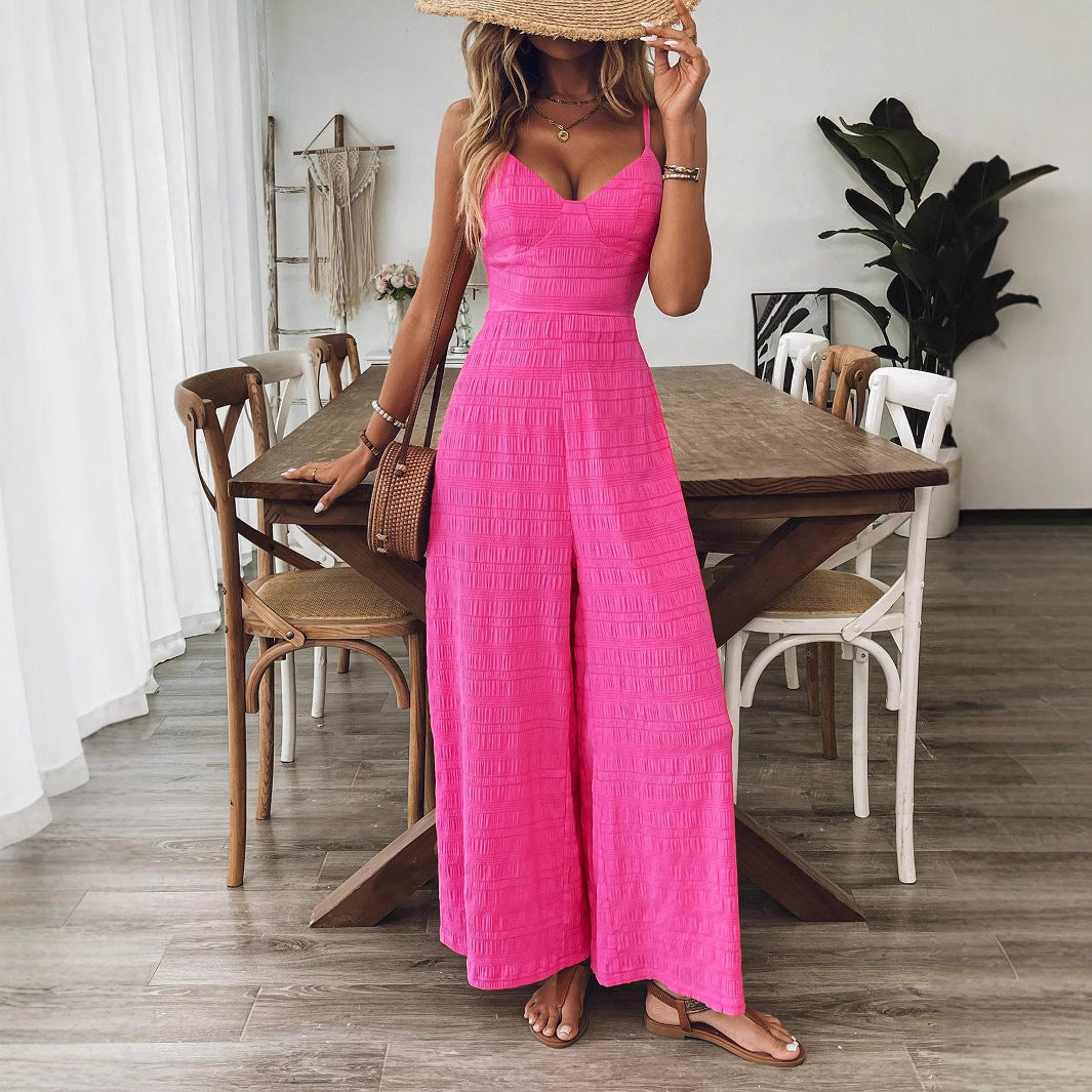 Damen-Jumpsuit mit kurzen Ärmeln, lässig, locker geschnitten