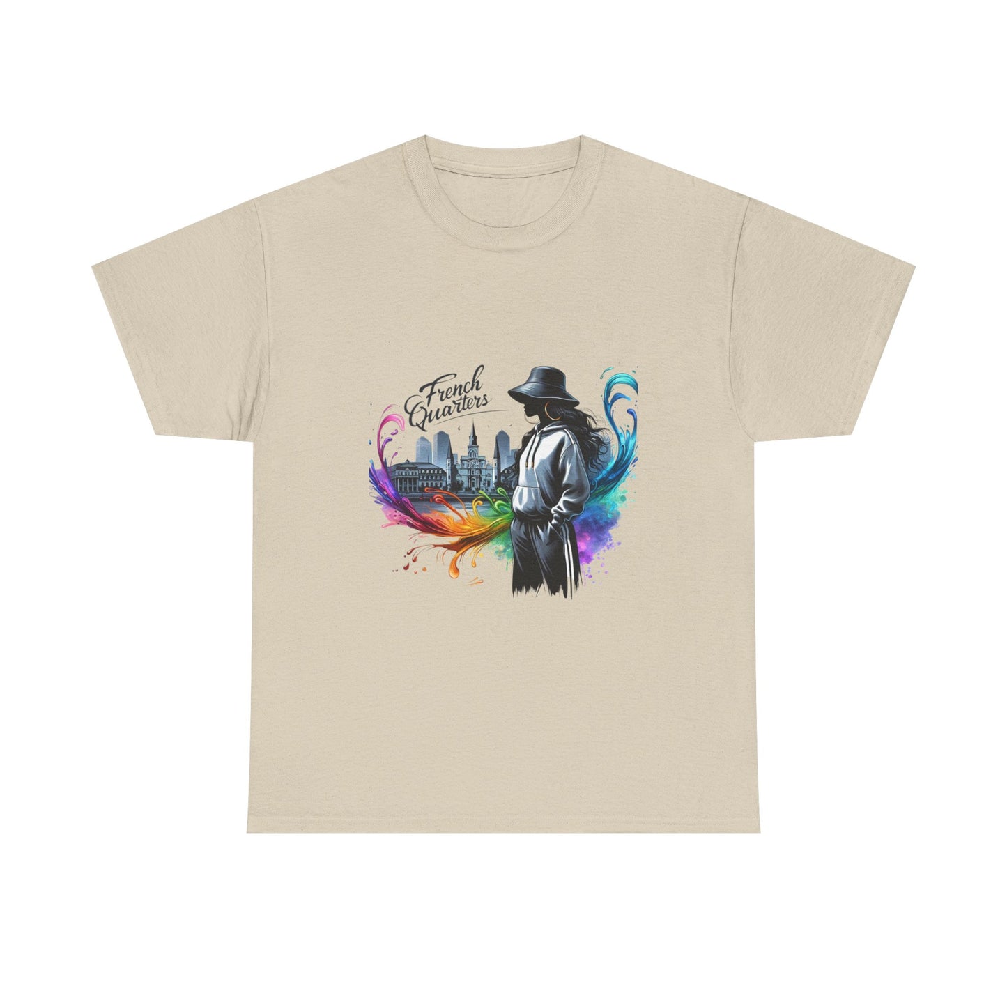 T-Shirt — French Quarter Jazz Noir Design (color splash New Orleans skyline)