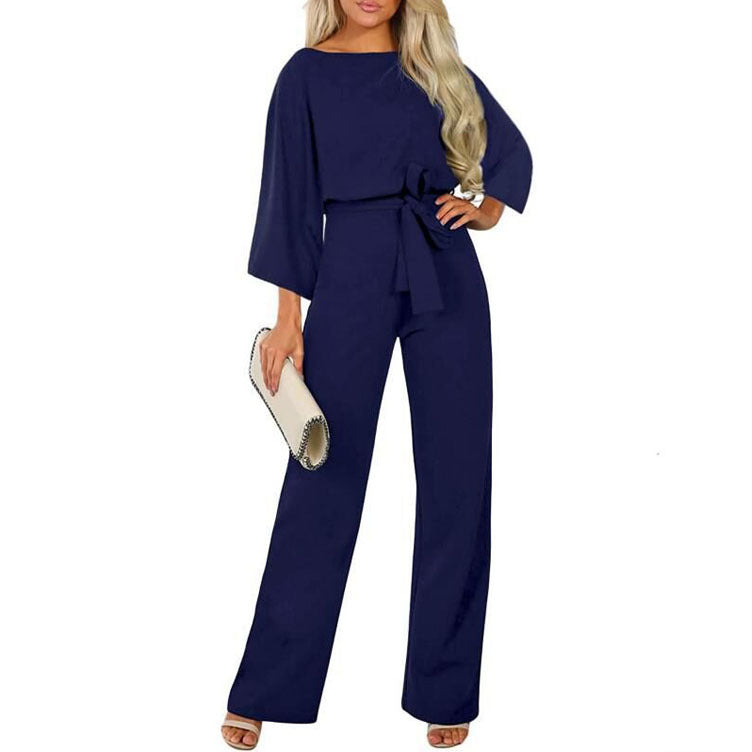 Herbst Winter Mode Fledermausärmel Langarm Schnürung Damen Jumpsuit