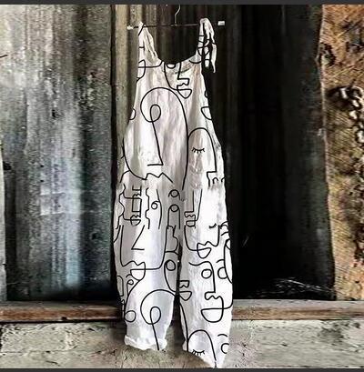 Damen-Jumpsuit mit weitem Bein und Vintage-Print