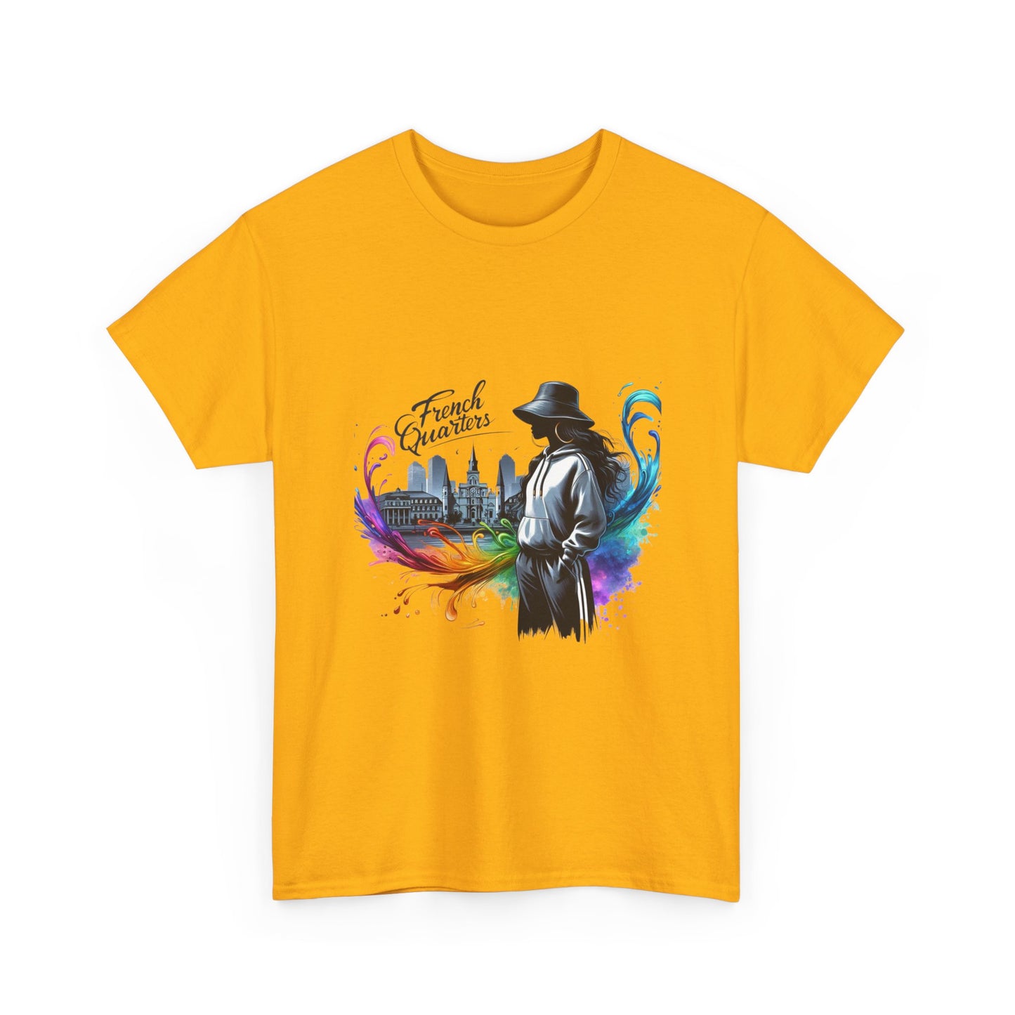 T-Shirt — French Quarter Jazz Noir Design (color splash New Orleans skyline)