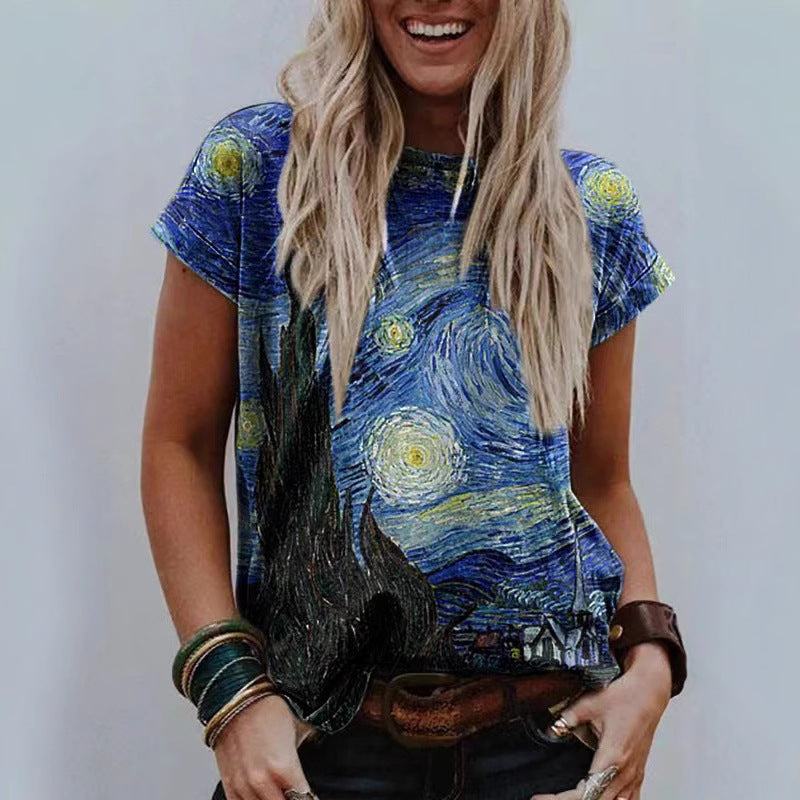 T-shirt ample et décontracté imprimé tendance pour femme