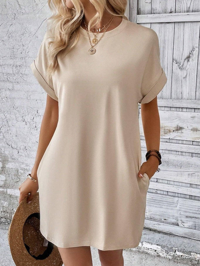 Women's A-Line Cotton Mini Dress with Pockets