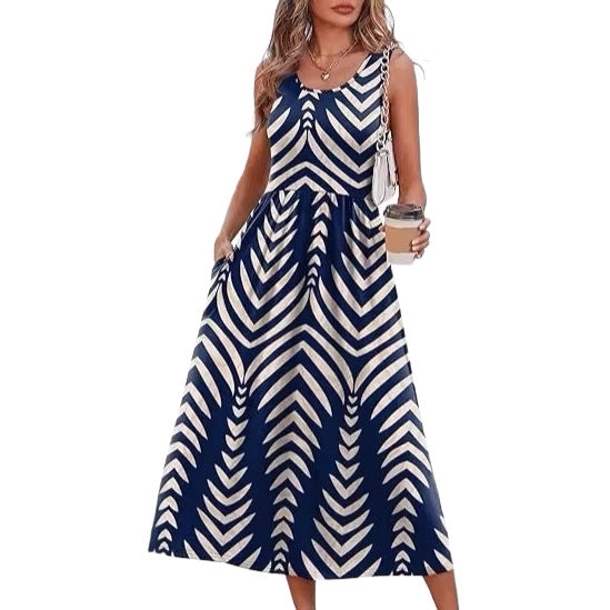 Robe longue décontractée sans manches pour femme
