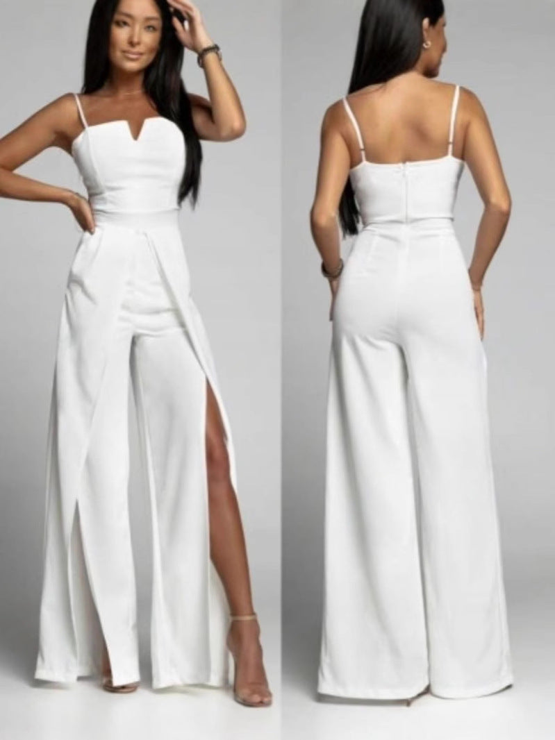 Bodycon Slit Pants Bustier Strap Jumpsuit