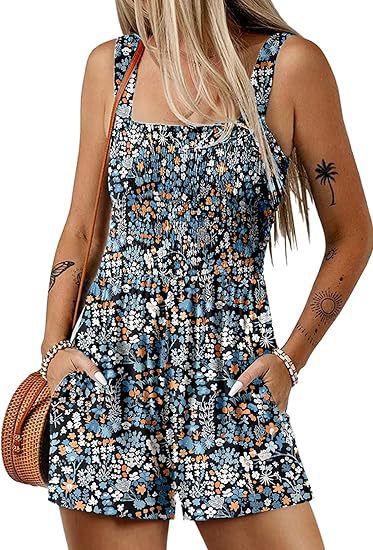 Blumendruck-Shorts-Jumpsuit Ärmelloser Strand-Body für den Sommer
