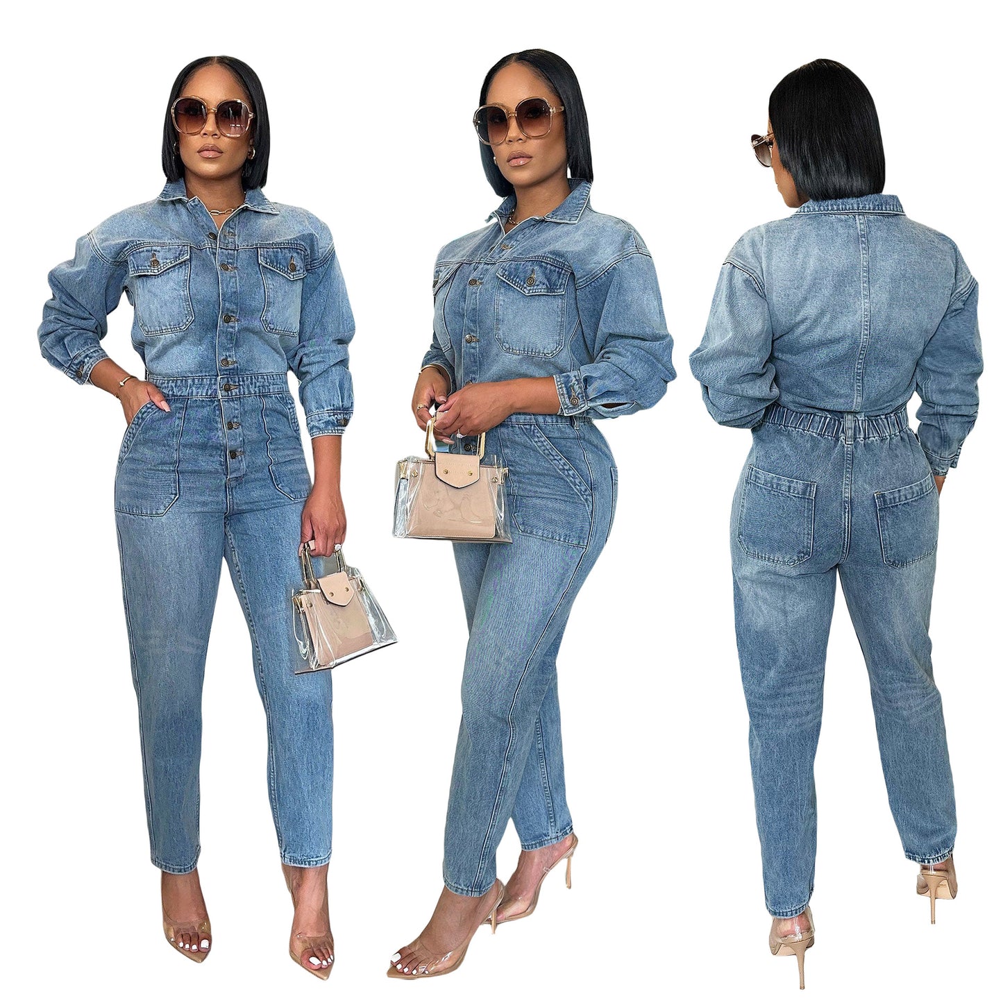 Damen-Denim-Jumpsuits