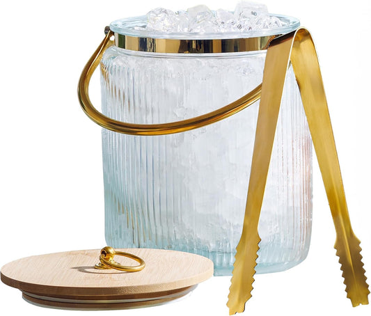 Elegant Glass Ice Bucket Set
