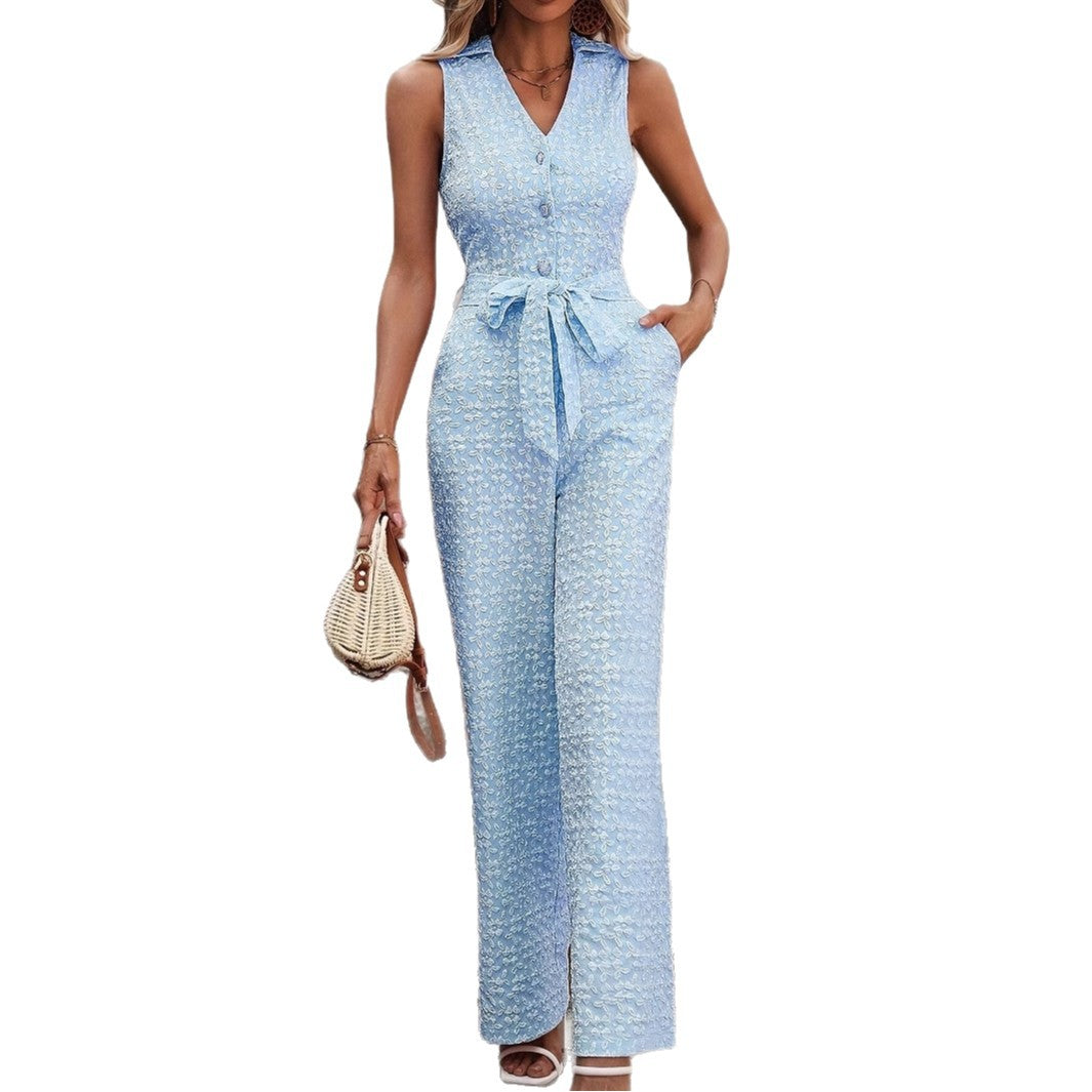 Womens Jacquard Knitted Sleeveless Jumpsuit