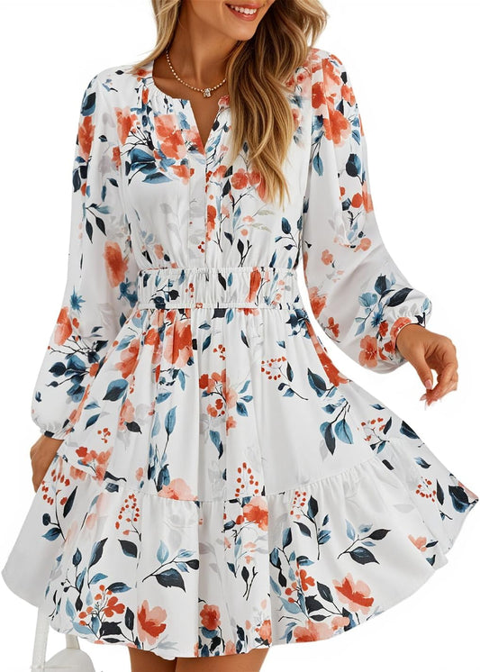 Chic Floral Fall Mini Dress