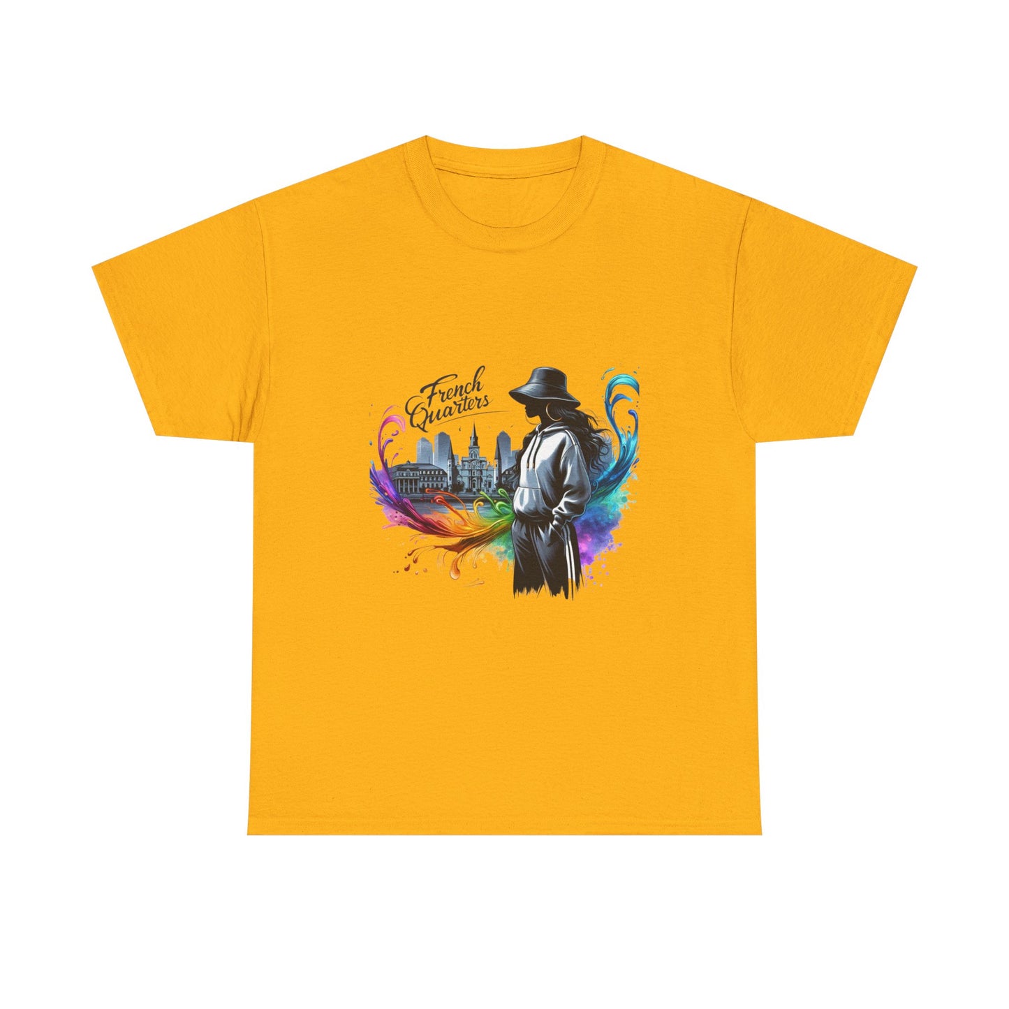 T-Shirt — French Quarter Jazz Noir Design (color splash New Orleans skyline)