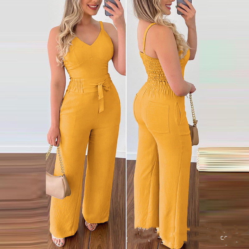 Ensemble décontracté débardeur et pantalon coupe droite pour femme