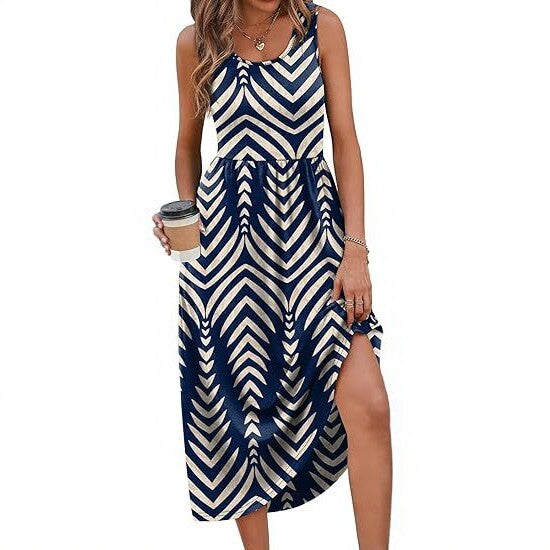 Robe longue décontractée sans manches pour femme