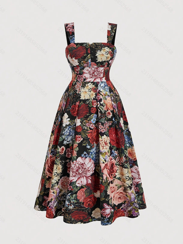 Robe moulante à fines bretelles imprimée pour femme