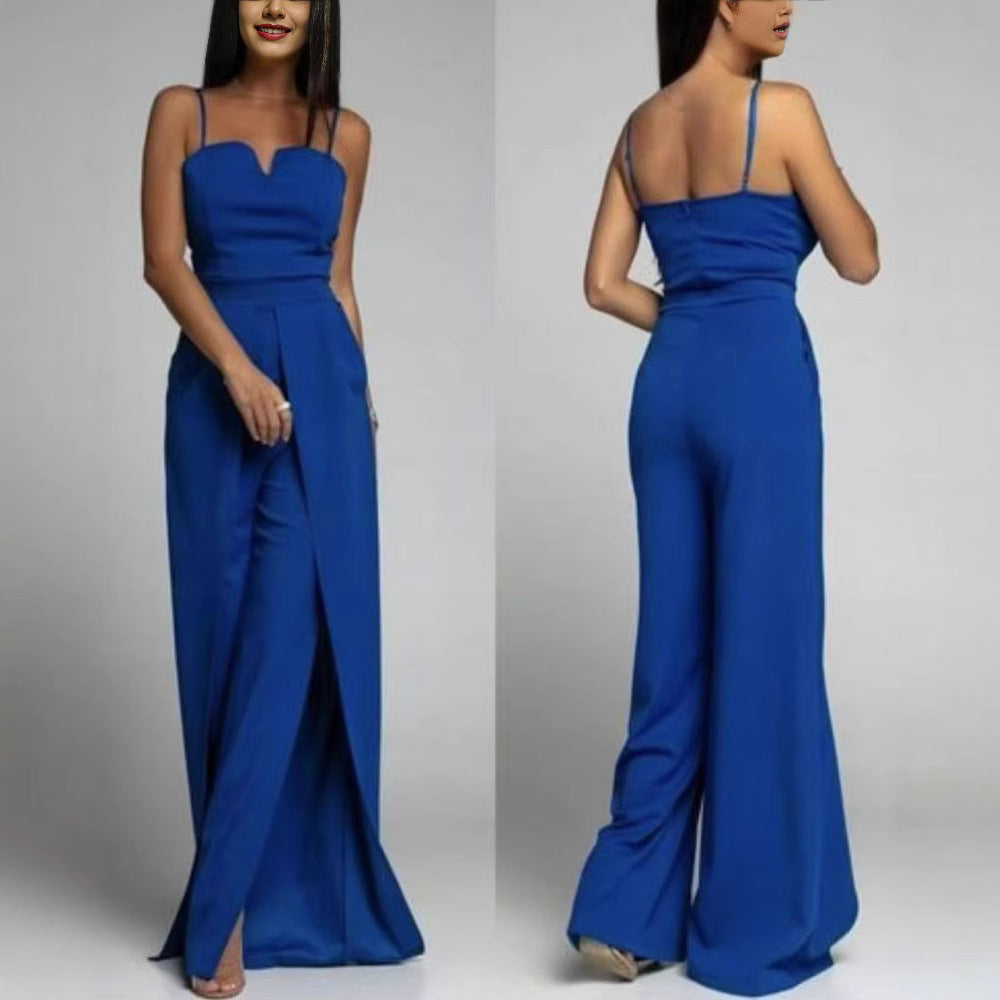 Bodycon Slit Pants Bustier Strap Jumpsuit
