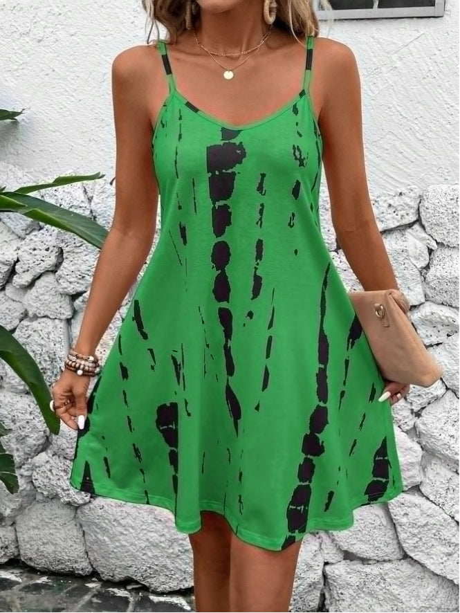 Casual Elegant Resort Date V-Neck Printed Mini Dress