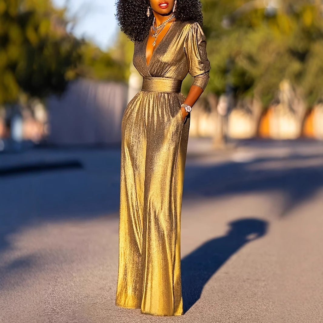 Damen Sexy V-Ausschnitt Overall mit hohem Stretchanteil