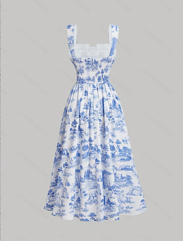Robe moulante à fines bretelles imprimée pour femme