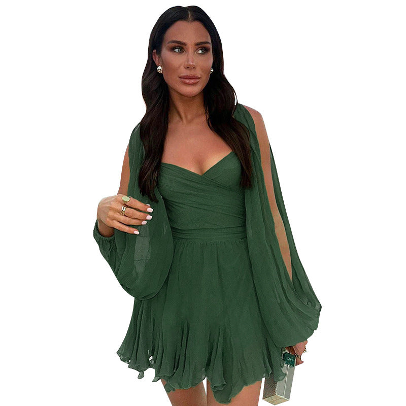Einfarbiges, figurbetontes kurzes Kleid für Damen