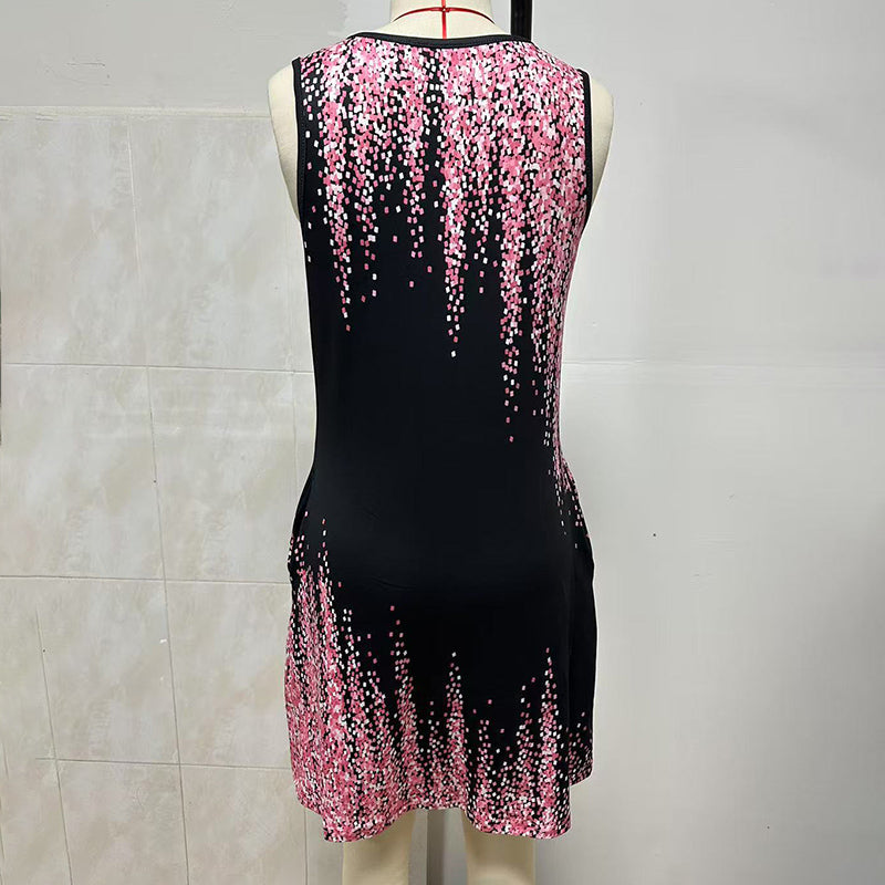 Damen Freizeit-Sommerkleid Strandkleid Grafikdruck V-Ausschnitt Lockere Tankkleider