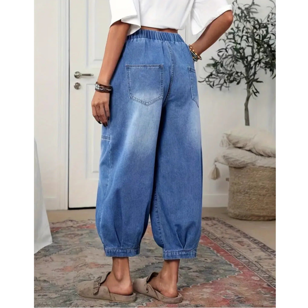 High-waist Capri-Jeans im Retro-Stil