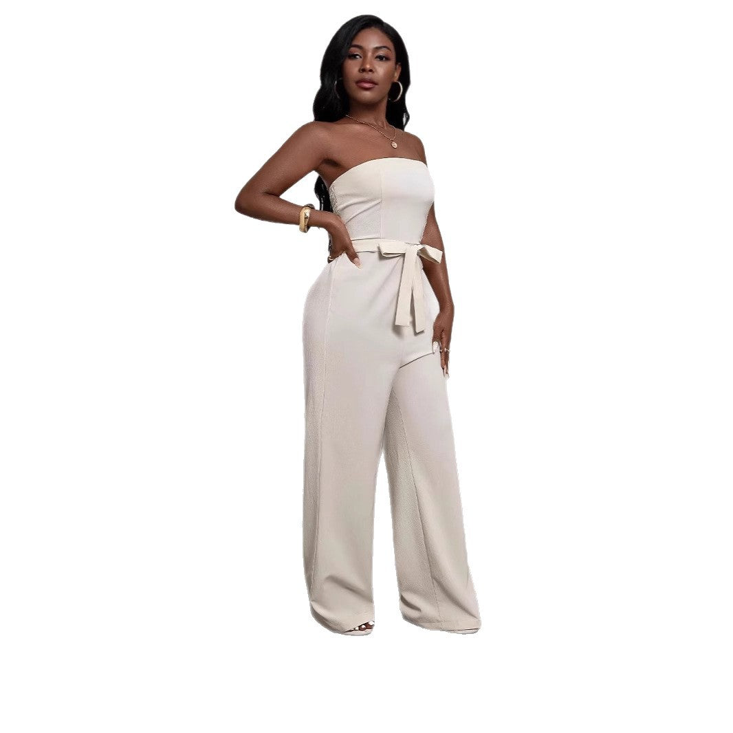 Combinaison longue bustier unie pour femme