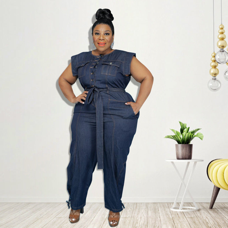 Sommerlicher neuer Stil gewaschener Denim-Casual-Jumpsuit