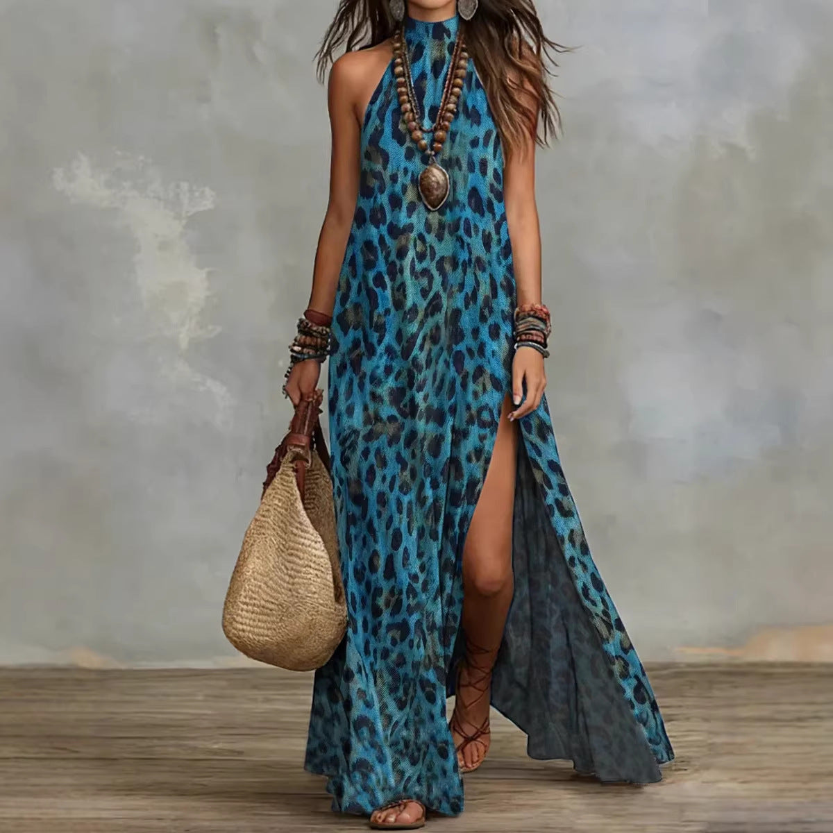 Printed Scarf-style Long Dress Fashionable And Casual