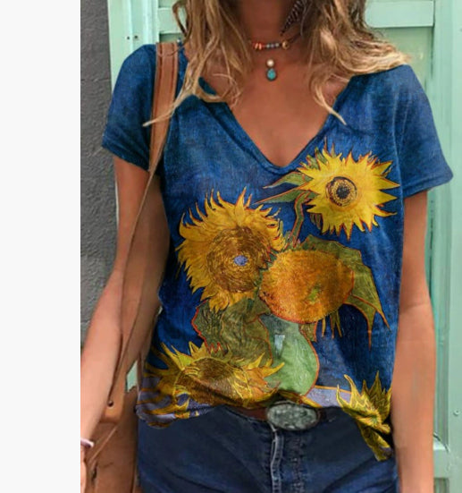 Damen Lässiges bedrucktes Pullover-T-Shirt-Oberteil in lockerer Passform