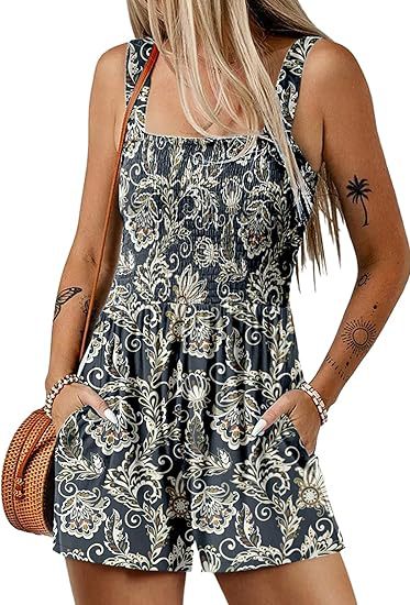 Blumendruck-Shorts-Jumpsuit Ärmelloser Strand-Body für den Sommer