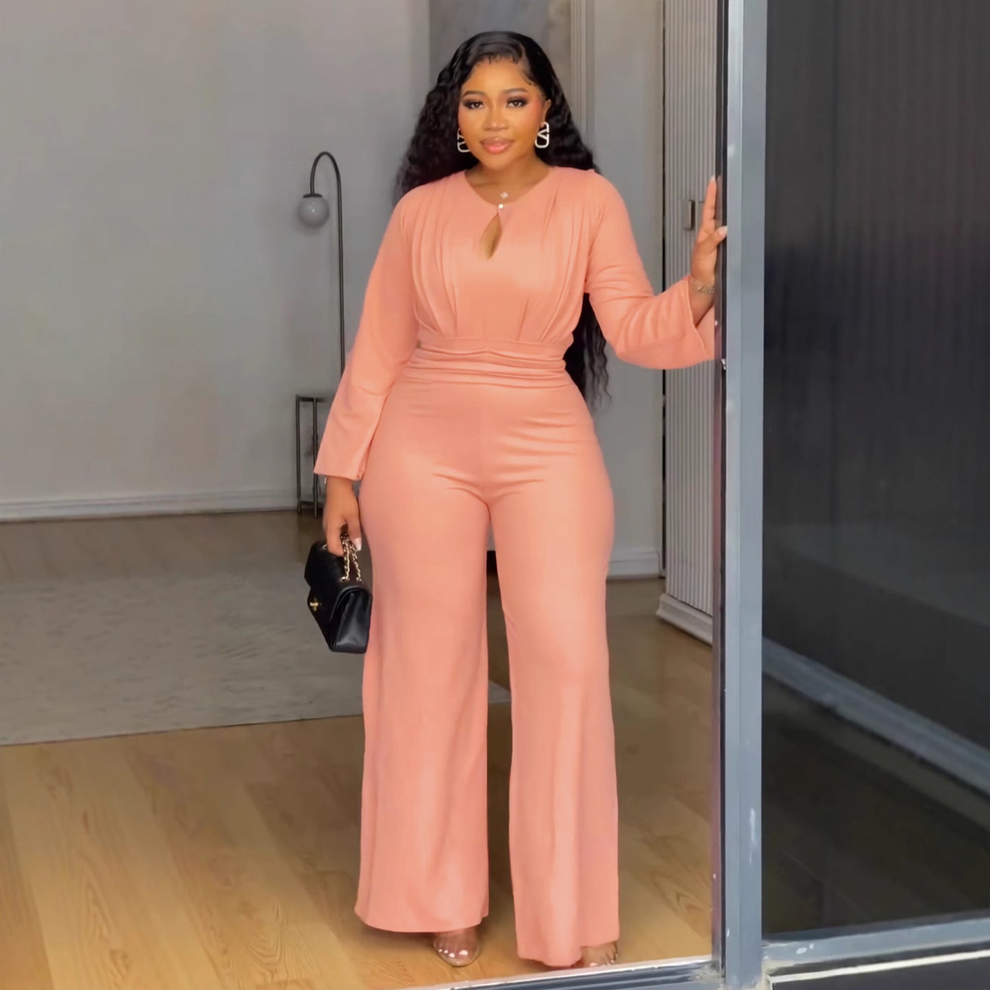 Combinaison pantalon femme évidée ample et ajustée, à la mode