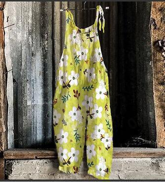 Damen-Jumpsuit mit weitem Bein und Vintage-Print