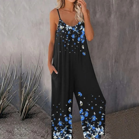 Sommer neuer Stil grenzüberschreitender Außenhandel bedruckter Pocket Casual Jumpsuit