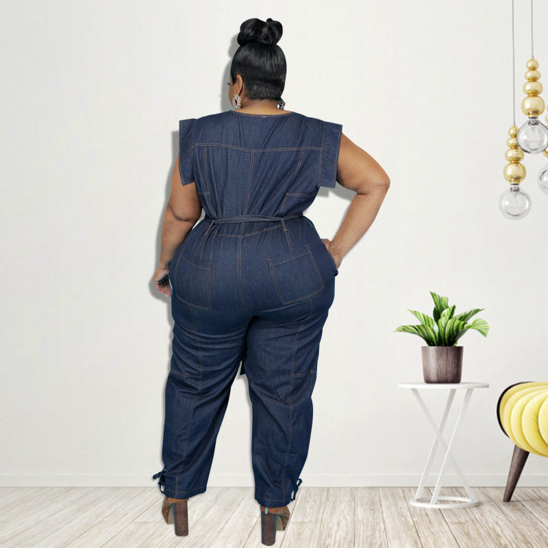 Sommerlicher neuer Stil gewaschener Denim-Casual-Jumpsuit