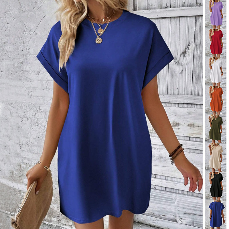 Women's A-Line Cotton Mini Dress with Pockets